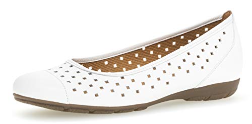 Gabor 24.169 Mujer,Bailarinas Clásicas,Zapatos Planos,Zapatos de Verano,clásicamente Elegantes,Hovercraft- Luftkammernsohle,Übergrößen,Weiss,4 UK