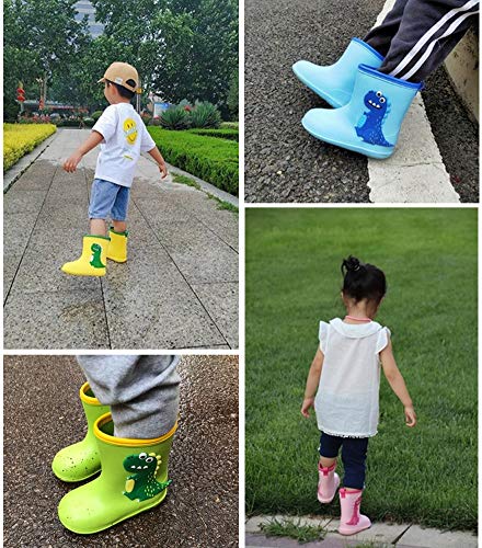 Gainsera Botas de Agua Niña Niño Botas de Agua Lluvia Impermeable Antideslizante Caucho de EVA Rain Boots, 1102 Rosa 21 EU