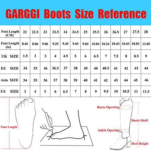Garggi Mujer Tacón Ancho Boots Encajes Biker Botines Cremallera Hebilla Moda Mujer Tacón Chunky Invierno Boots Puntiagudo Negro Talla 34 Asiática
