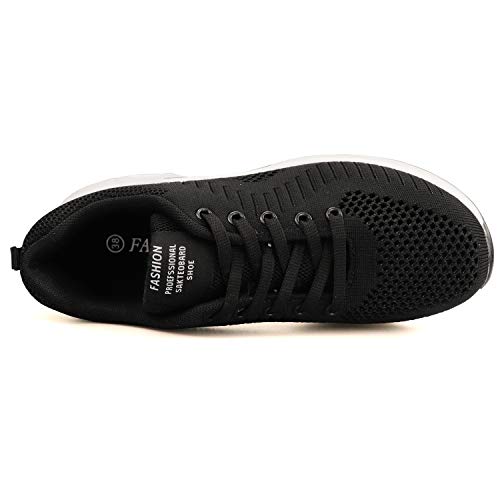 GAXmi Zapatillas Deportivas de Mujer Air Cordones Zapatos de Ligero Running Fitness Zapatillas de para Correr Antideslizantes Amortiguación Sneakers Negro 40 EU