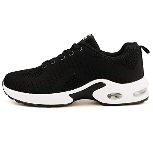 GAXmi Zapatillas Deportivas de Mujer Air Cordones Zapatos de Ligero Running Fitness Zapatillas de para Correr Antideslizantes Amortiguación Sneakers Negro 40 EU