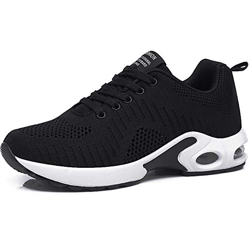 GAXmi Zapatillas Deportivas de Mujer Air Cordones Zapatos de Ligero Running Fitness Zapatillas de para Correr Antideslizantes Amortiguación Sneakers Negro 40 EU