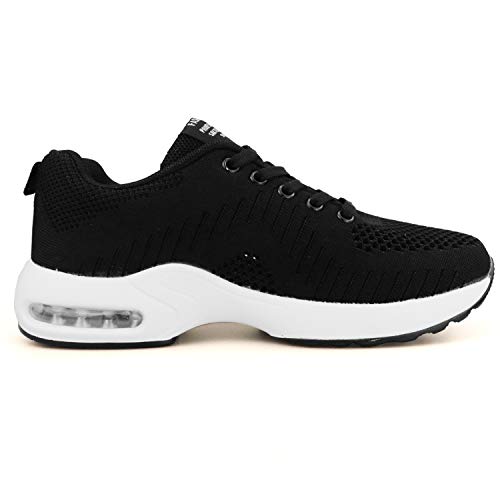 GAXmi Zapatillas Deportivas de Mujer Air Cordones Zapatos de Ligero Running Fitness Zapatillas de para Correr Antideslizantes Amortiguación Sneakers Negro 40 EU