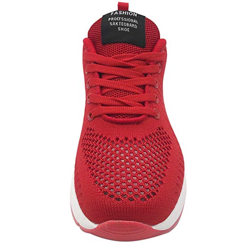 GAXmi Zapatillas Deportivas de Mujer Air Cordones Zapatos de Ligero Running Fitness Zapatillas de para Correr Antideslizantes Amortiguación Sneakers Rojo 39 EU