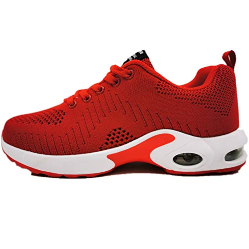 GAXmi Zapatillas Deportivas de Mujer Air Cordones Zapatos de Ligero Running Fitness Zapatillas de para Correr Antideslizantes Amortiguación Sneakers Rojo 39 EU