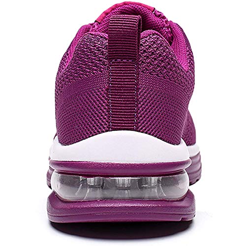 GAXmi Zapatillas Deportivas Mujer Zapatos de Malla Transpirables y Ligeros con Cordones y Cojín de Aire para Running Fitness Morado 35 EU (Etiqueta 36)