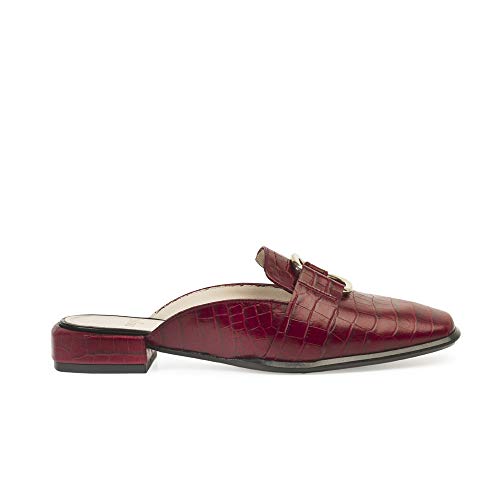 GEN Zapato Destalonado Plano Mules de Mujer, Rojo, 38 EU
