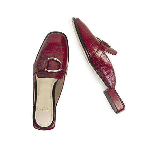 GEN Zapato Destalonado Plano Mules de Mujer, Rojo, 38 EU