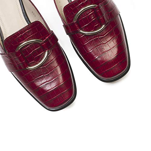 GEN Zapato Destalonado Plano Mules de Mujer, Rojo, 38 EU
