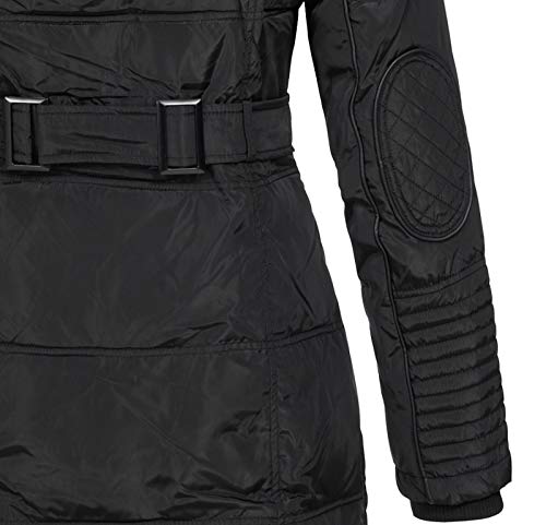 Geographical Norway BEAUTIFUL LADY - Parka cálida mujer - Abrigo grueso con capucha de piel falsa - Chaqueta de invierno - Chaqueta larga con forro cálido - Regalo para mujer Moda casual (Negro S)