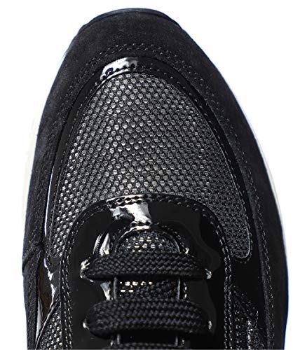 Geox Airell A - Suede Shiny Texto - Negro Cuero, color Negro, talla 41 EU