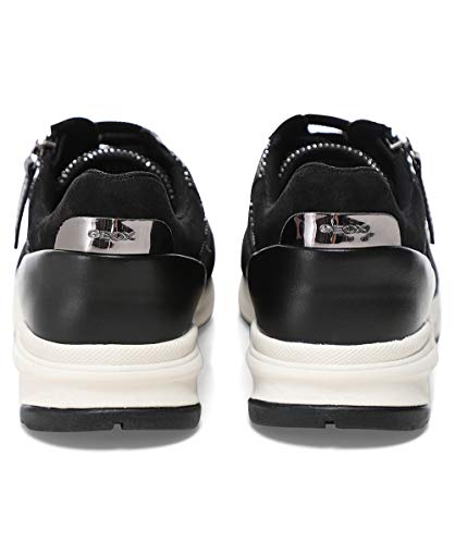 Geox Airell A - Suede Shiny Texto - Negro Cuero, color Negro, talla 41 EU