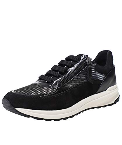 Geox Airell A - Suede Shiny Texto - Negro Cuero, color Negro, talla 41 EU
