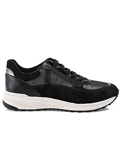 Geox Airell A - Suede Shiny Texto - Negro Cuero, color Negro, talla 41 EU