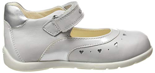 Geox B Kaytan D, Zapatos de Primeros Pasos Bebé-Niñas, Blanco (White/Silver C0007), 21 EU