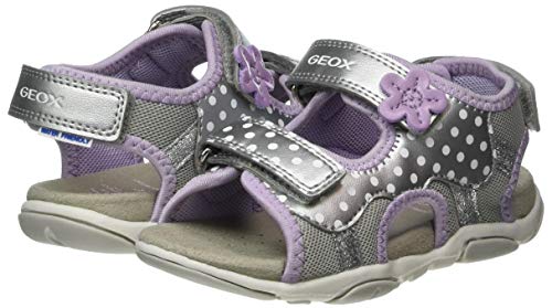 Geox B Sandal AGASIM Girl, Sandalias de Punta Descubierta Niñas, Plateado (Silver/Lilac C1316), 23 EU