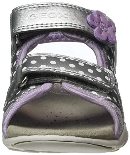 Geox B Sandal AGASIM Girl, Sandalias de Punta Descubierta Niñas, Plateado (Silver/Lilac C1316), 23 EU