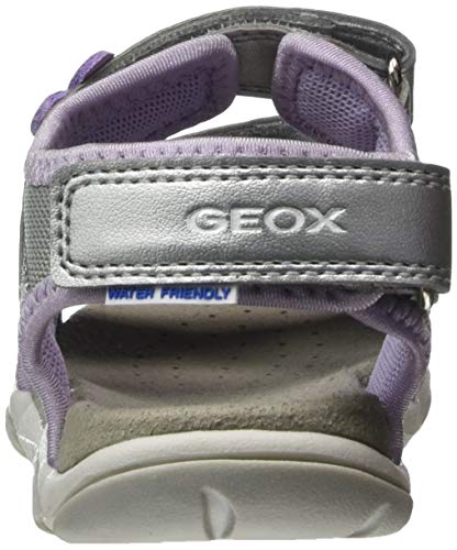 Geox B Sandal AGASIM Girl, Sandalias de Punta Descubierta Niñas, Plateado (Silver/Lilac C1316), 23 EU