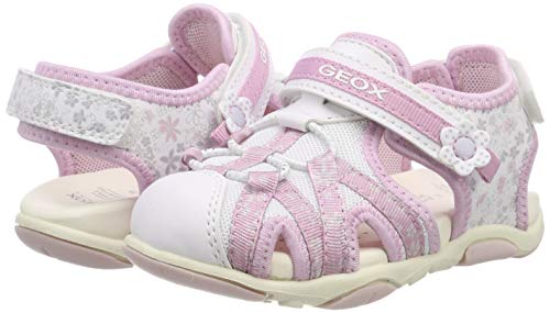 Geox B Sandal AGASIM Girl, Sandalias Niñas, White/Pink C0406, 26 EU
