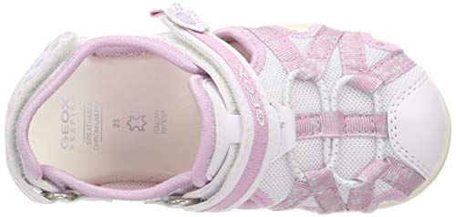Geox B Sandal AGASIM Girl, Sandalias Niñas, White/Pink C0406, 26 EU