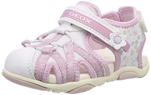 Geox B Sandal AGASIM Girl, Sandalias Niñas, White/Pink C0406, 26 EU
