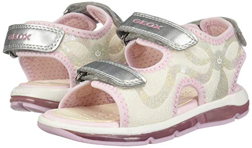 Geox B Sandal Todo Girl A, Sandalias Niños, Blanco (White/Silver C0007), 27 EU