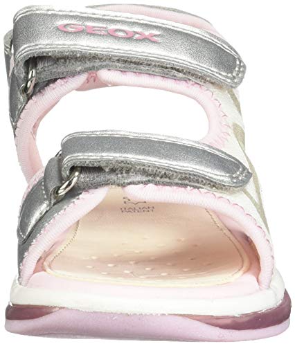 Geox B Sandal Todo Girl A, Sandalias Niños, Blanco (White/Silver C0007), 27 EU