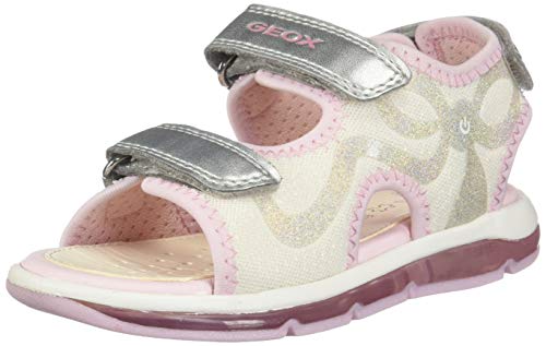Geox B Sandal Todo Girl A, Sandalias Niños, Blanco (White/Silver C0007), 27 EU