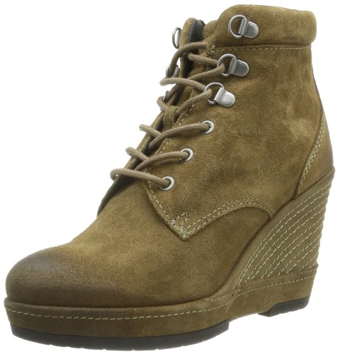 Geox D Armonia St.S, Botines de cuña con Cordones Mujer, Verde-Vert (Lt Military), 37