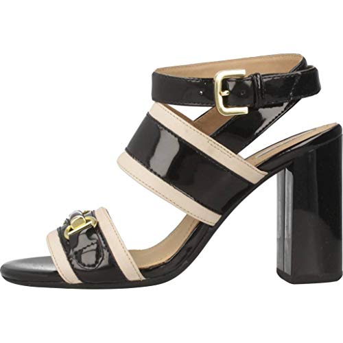 Geox D AUDALIES High Sand, Sandalia con Pulsera Mujer, Negro (Skin/Black), 36 EU