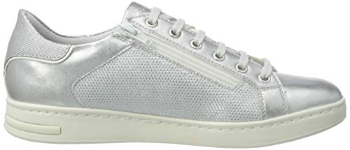 Geox D Jaysen B, Zapatillas Mujer, Color Blanco y Plateado, 41 EU