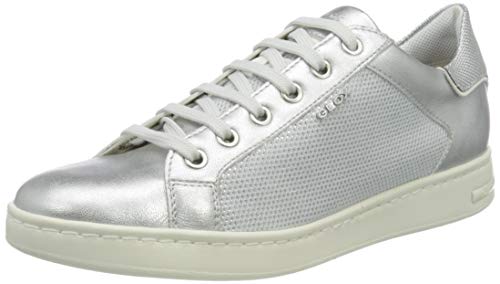 Geox D Jaysen B, Zapatillas Mujer, Color Blanco y Plateado, 41 EU