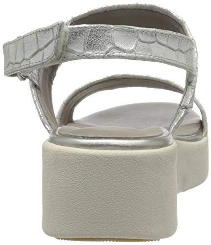 Geox D LAUDARA C, Sandalias de cuña Mujer, Plata, 40 EU