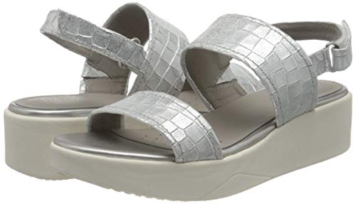 Geox D LAUDARA C, Sandalias de cuña Mujer, Plata, 40 EU