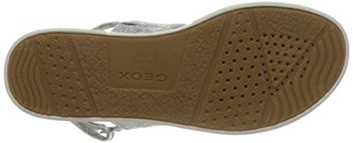 Geox D LAUDARA C, Sandalias de cuña Mujer, Plata, 40 EU