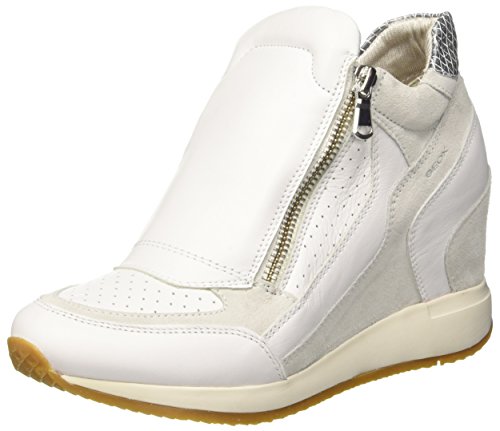 Geox D NYDAME A, Zapatillas Altas Mujer, Blanco (White/Off White), 36 EU