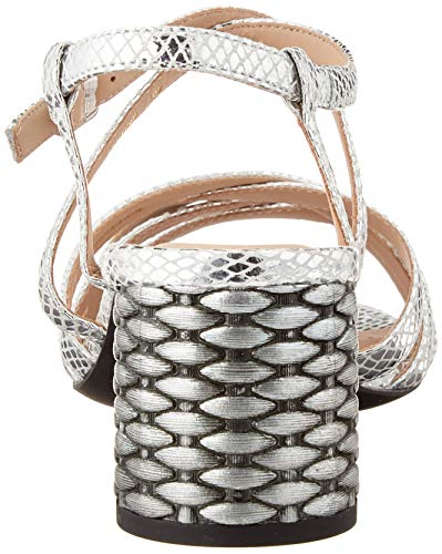 Geox D ORTENSIA Mid Sanda, Sandalias con Punta Abierta Mujer, Plateado (Silver C1007), 35 EU