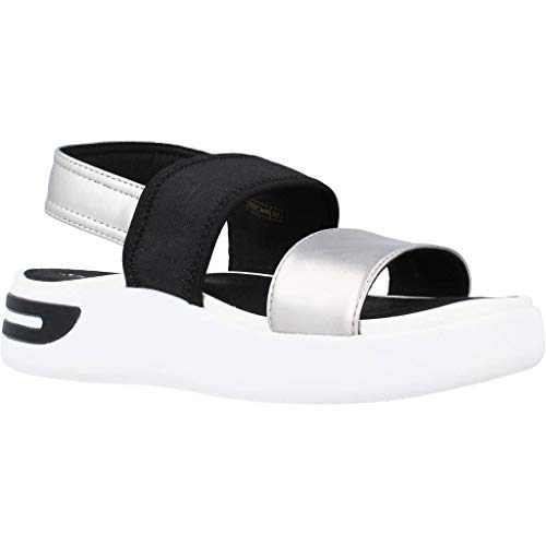 Geox D Ottaya Sandal B, Sandalias de Talón Abierto Mujer, Plateado (Silver/Black C0474), 41 EU