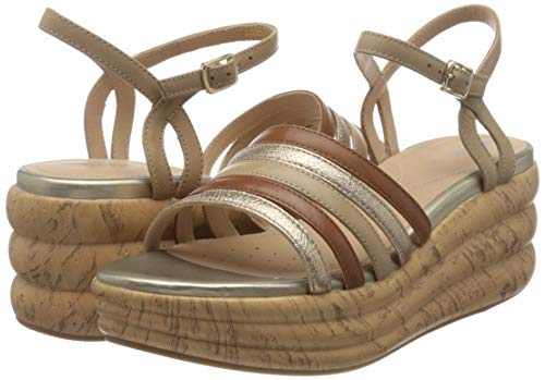 Geox D Primula Sandalo B, Sandalias con Plataforma Mujer, Marrón (LT Taupe/Cognac CH66N), 40 EU