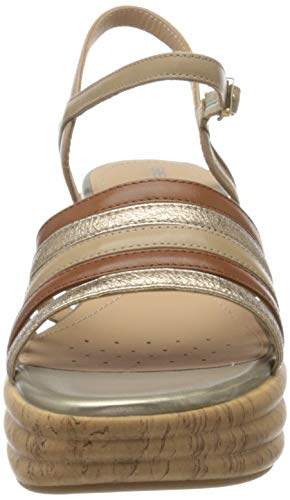 Geox D Primula Sandalo B, Sandalias con Plataforma Mujer, Marrón (LT Taupe/Cognac CH66N), 40 EU