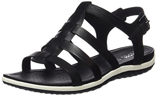 Geox D Sandal Vega A, Sandalias con Punta Abierta Mujer, Negro (Black), 39 EU