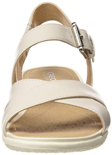 Geox D Sandal Vega E, Sandalias con Punta Abierta Mujer, Off White C1002, 36