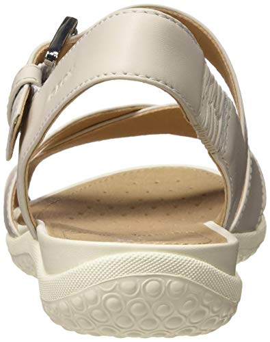 Geox D Sandal Vega E, Sandalias con Punta Abierta Mujer, Off White C1002, 36