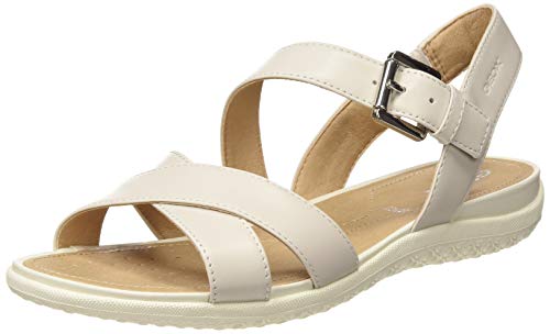 Geox D Sandal Vega E, Sandalias con Punta Abierta Mujer, Off White C1002, 36