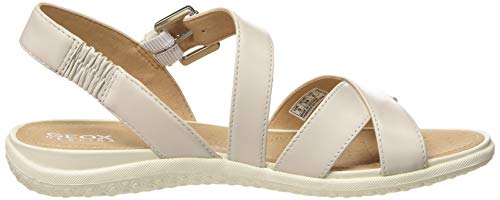Geox D Sandal Vega E, Sandalias con Punta Abierta Mujer, Off White C1002, 36