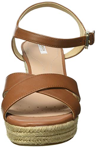 Geox D Soleil A, Sandalias de cuña Mujer, coñac, 36.5 EU