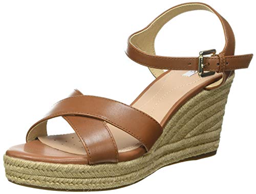 Geox D Soleil A, Sandalias de cuña Mujer, coñac, 36.5 EU