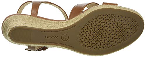 Geox D Soleil A, Sandalias de cuña Mujer, coñac, 36.5 EU