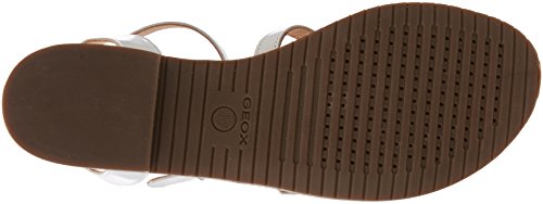 Geox D Sozy B, Sandalia con Pulsera Mujer, Blanco (White/Silver), 36 EU