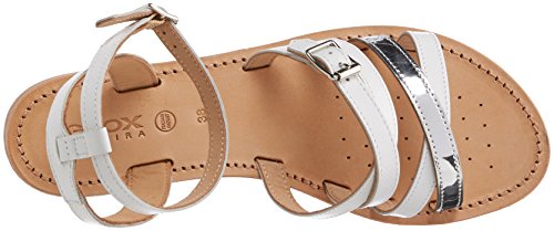 Geox D Sozy B, Sandalia con Pulsera Mujer, Blanco (White/Silver), 36 EU